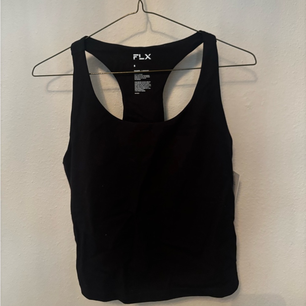 Women's Black Cropped Racerback Tank Top with built in bra